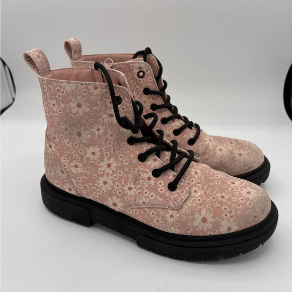 art class Pink Combat Boots with Lace-up Design and Sturdy Sole - Picture 1 of 5